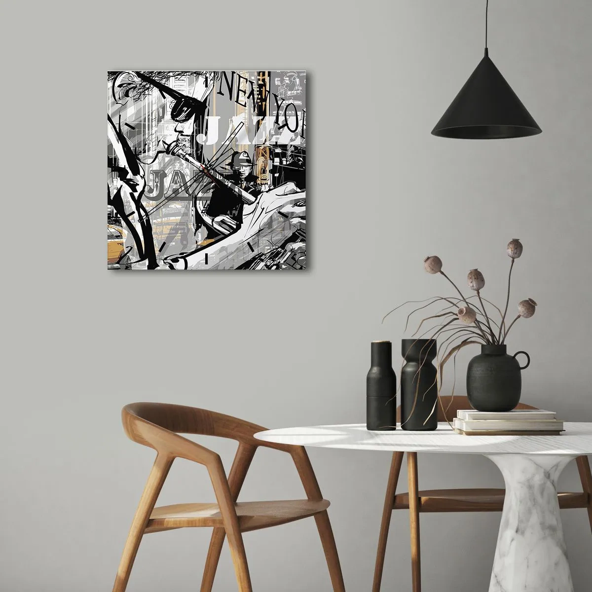 Ceas de perete - Ceas pe sticlă - În ritmul New York-ului - 30x30 cm