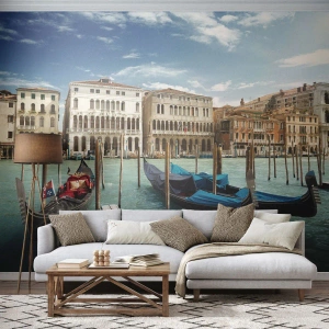 Tapet Premium Canvas - Palate în albastru - Oraș, Veneția, Arhitectură - 350x256 cm