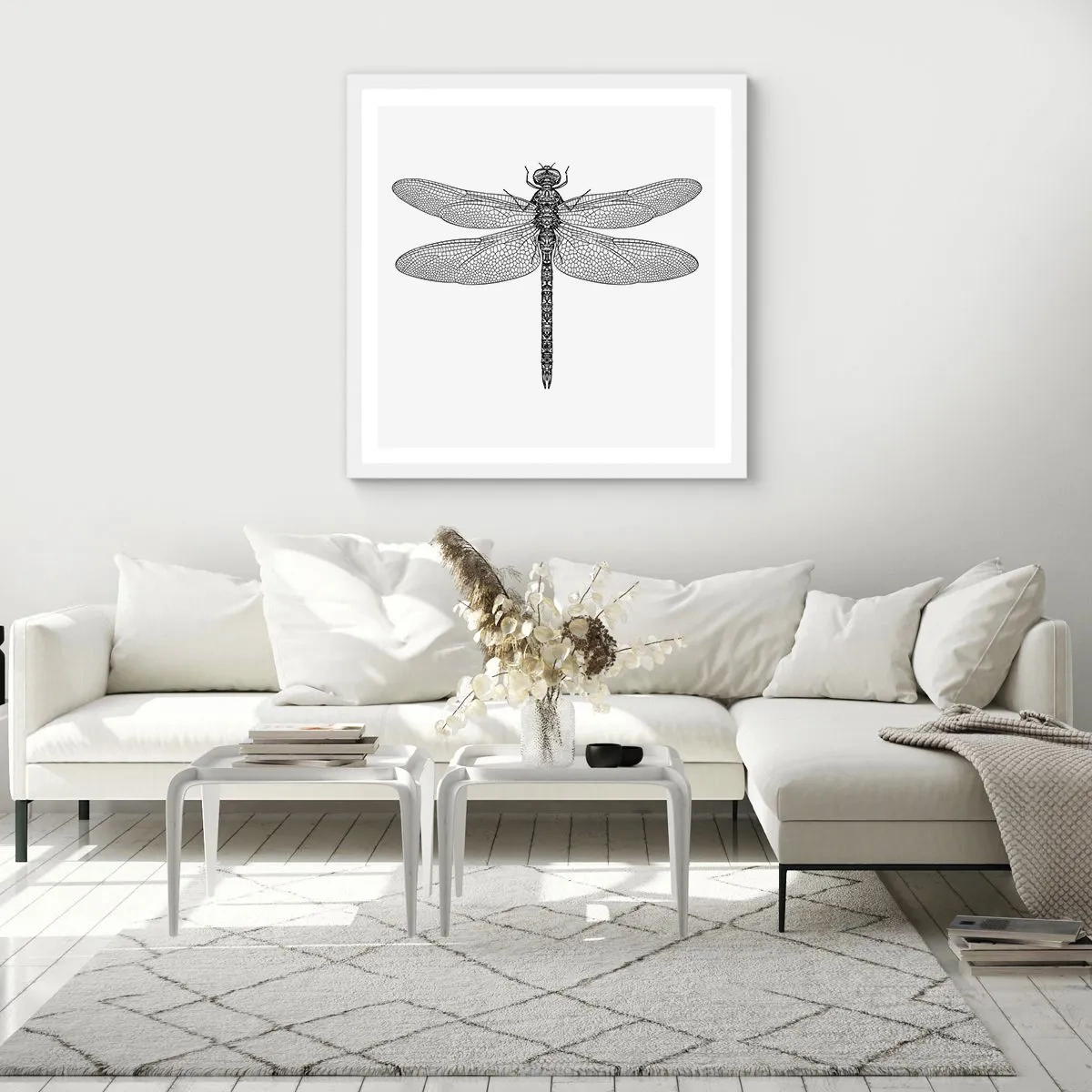 Poster în ramă albă - Precizia naturii - 40x40 cm