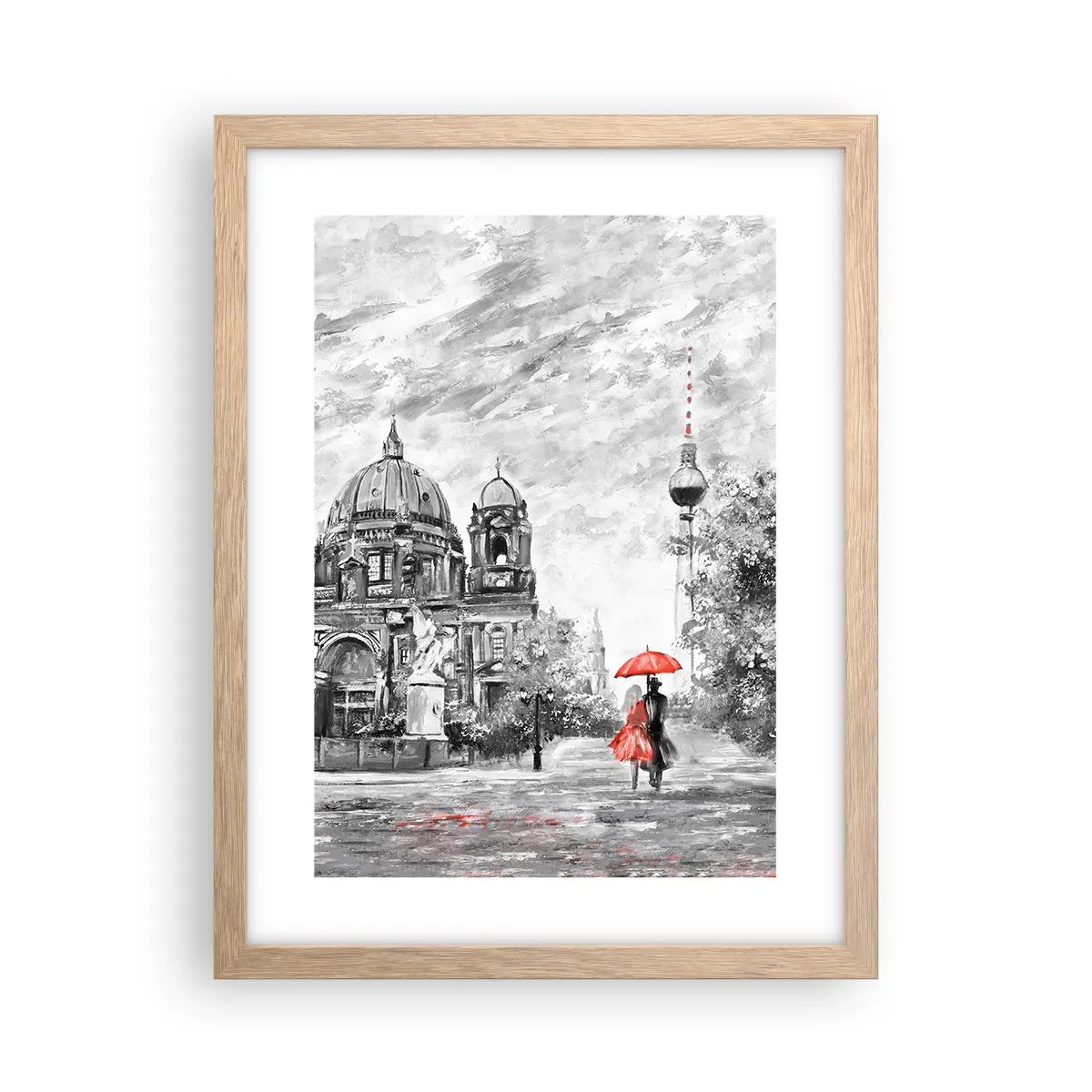 Poster în ramă de stejar deschis - Reuniune în Berlin - 30x40 cm