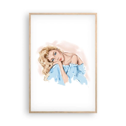 Poster în ramă de stejar deschis - Scufundată în vis albastru - 61x91 cm