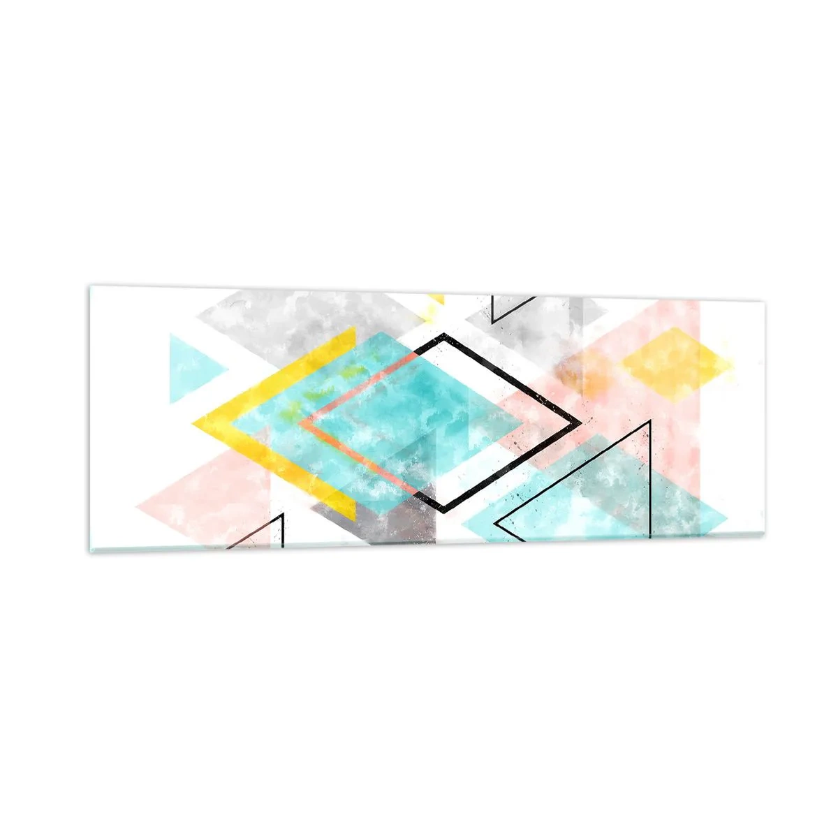 Tablou pe sticlă - Joc geometric - 90x30 cm