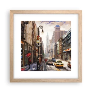 Poster în ramă de stejar deschis - New York - plin de culoare și în ploaie - 30x30 cm