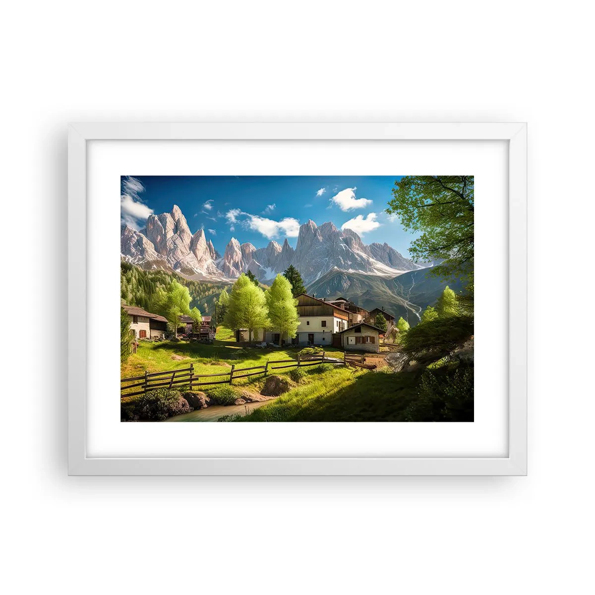 Poster în ramă albă - Idilă alpină - 40x30 cm