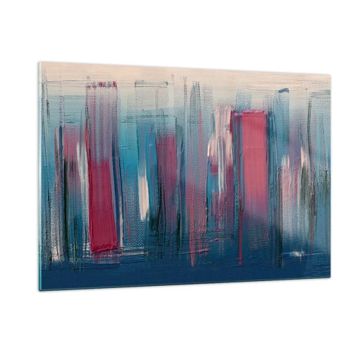 Tablou pe sticlă - Compoziție verticală în albastru și roșu - 120x80 cm