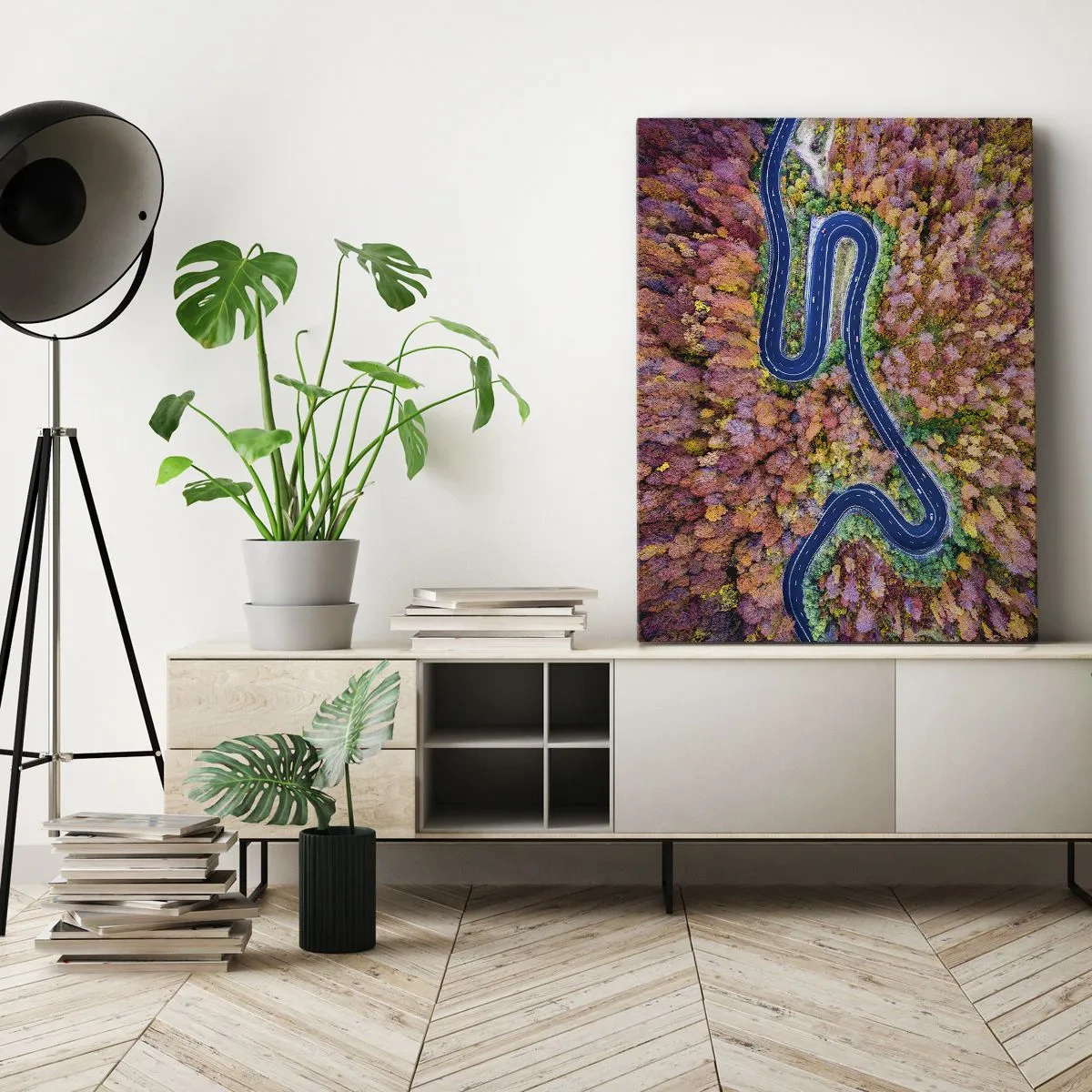 Tablou pe pânză - Un drum șerpuit prin pădure - 80x120 cm