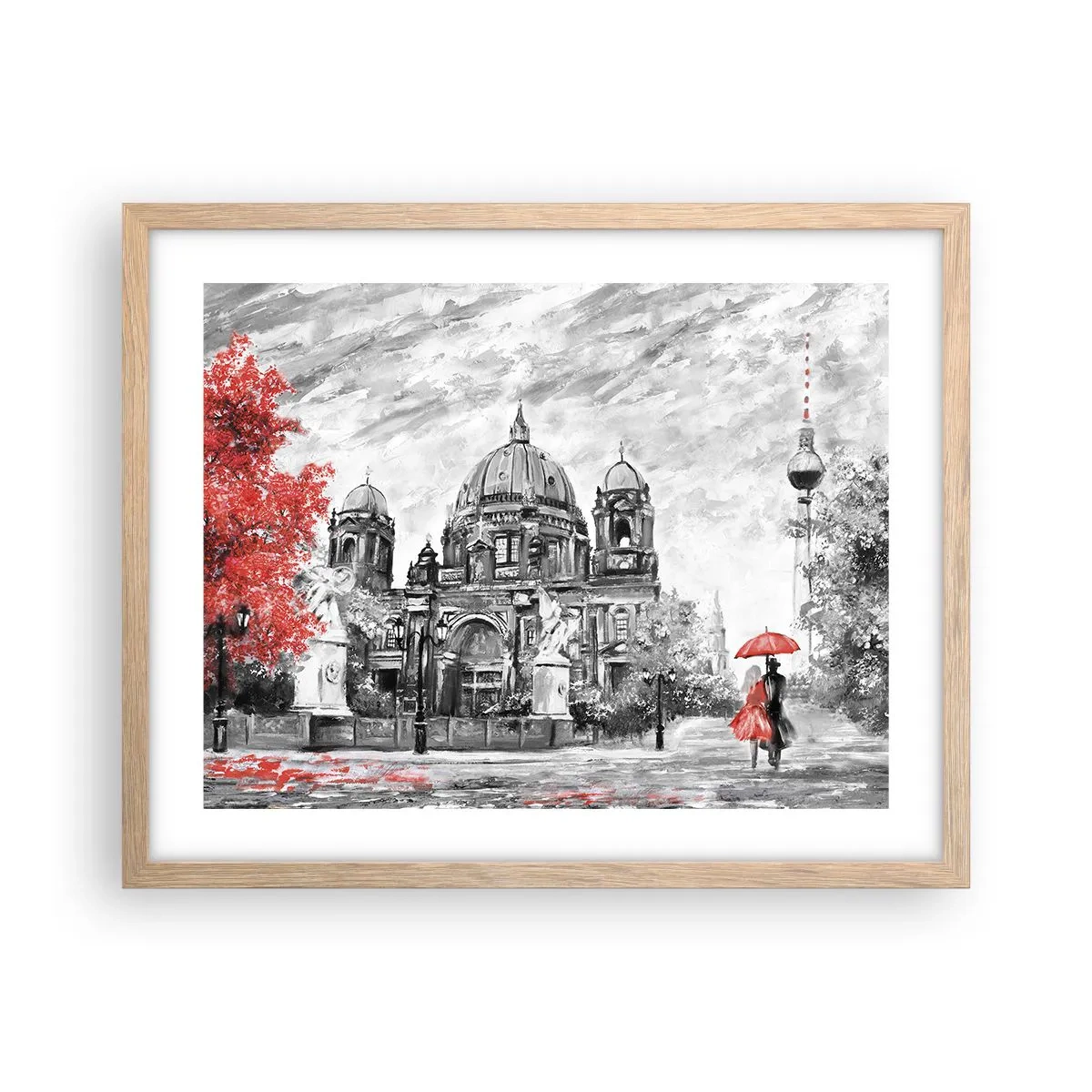 Poster în ramă de stejar deschis - Reuniune în Berlin - 50x40 cm
