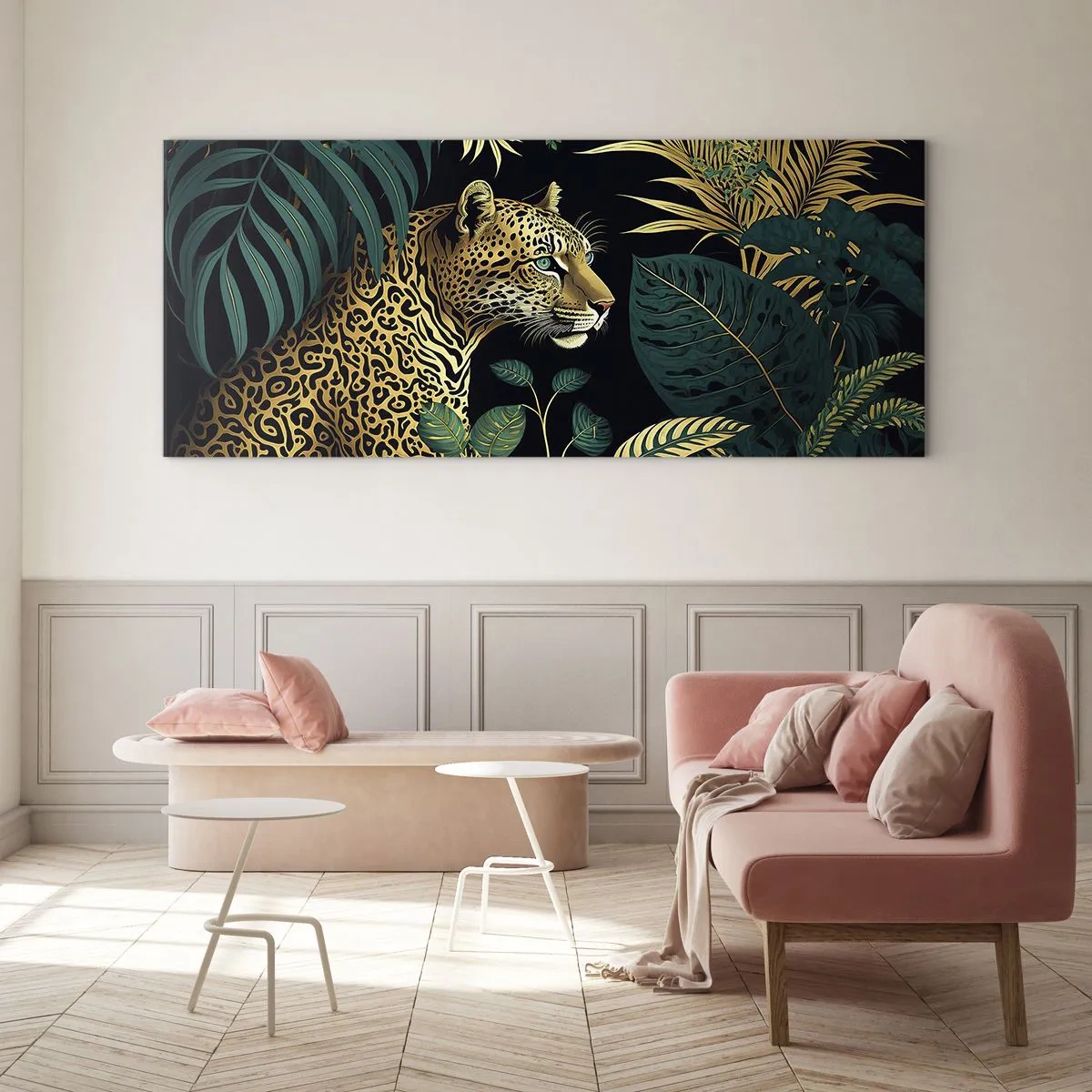 Tablou pe sticlă - Domnitorul junglei - 100x40 cm