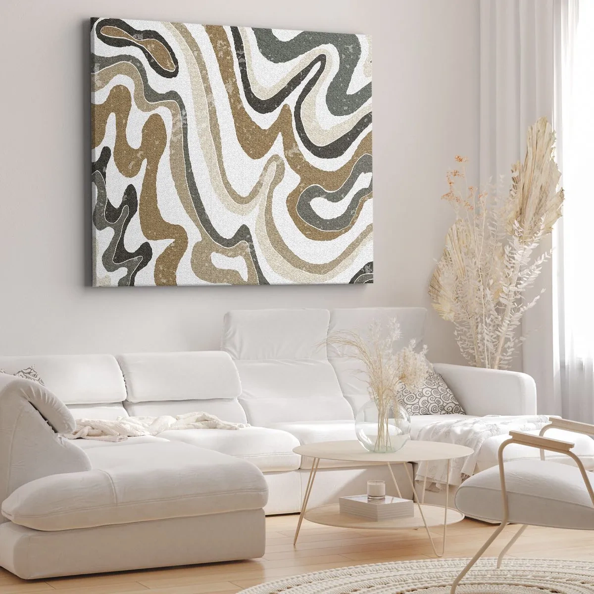 Tablou pe pânză Canvas - Modele pământii în nuanțe de maro și verde - 70x50cm - Meandrele culorilor pământului - Decorațiune modernă pentru perete pentru living și dormitor ARTTOR