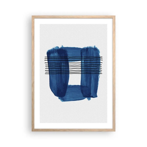 Poster în ramă de stejar deschis - Compoziție albastru-negru - 50x70 cm