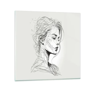 Tablou pe sticlă - Desenată cu linii - 70x70 cm