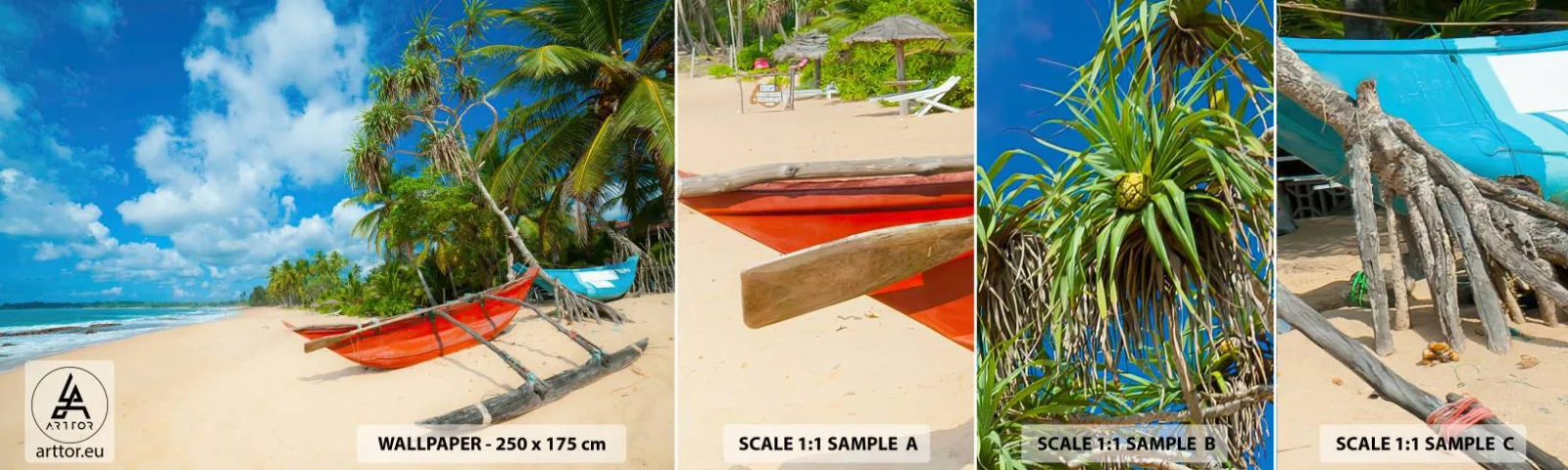 Mostră de Tapet Standard Eco - Farmecul tropicelor - Peisaj, Ocean, Plaja exotica - 100x30 cm