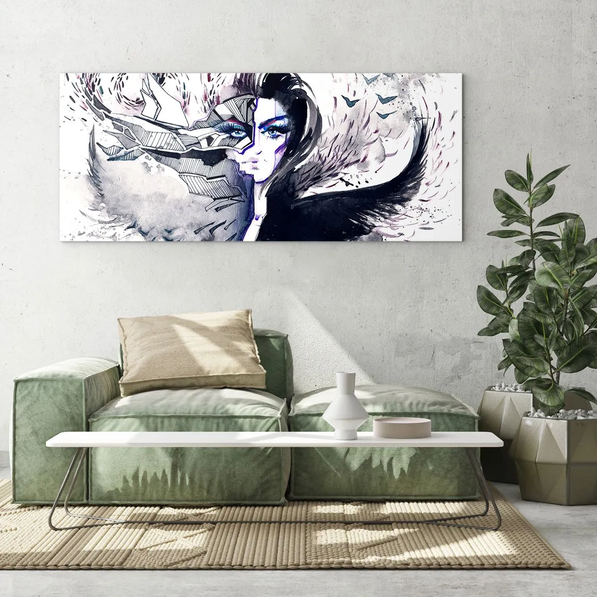 Tablou pe sticlă - Demonică și frumoasă - 140x50 cm