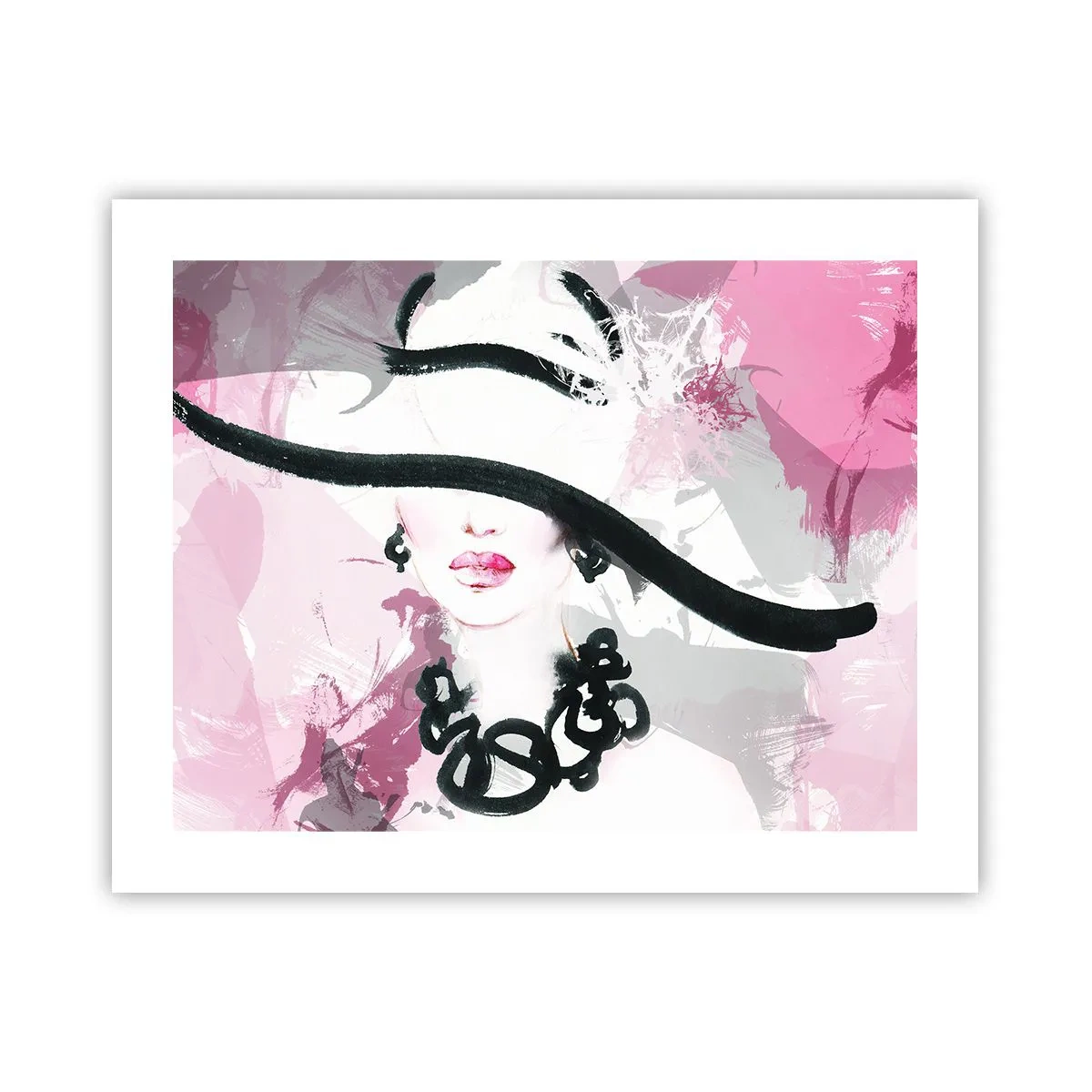 Poster - Studiu unei dame în negru și roz - 50x40 cm