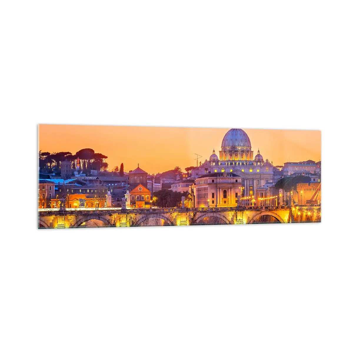 Tablou pe sticlă - Amurg deasupra Orașului Etern - 160x50 cm