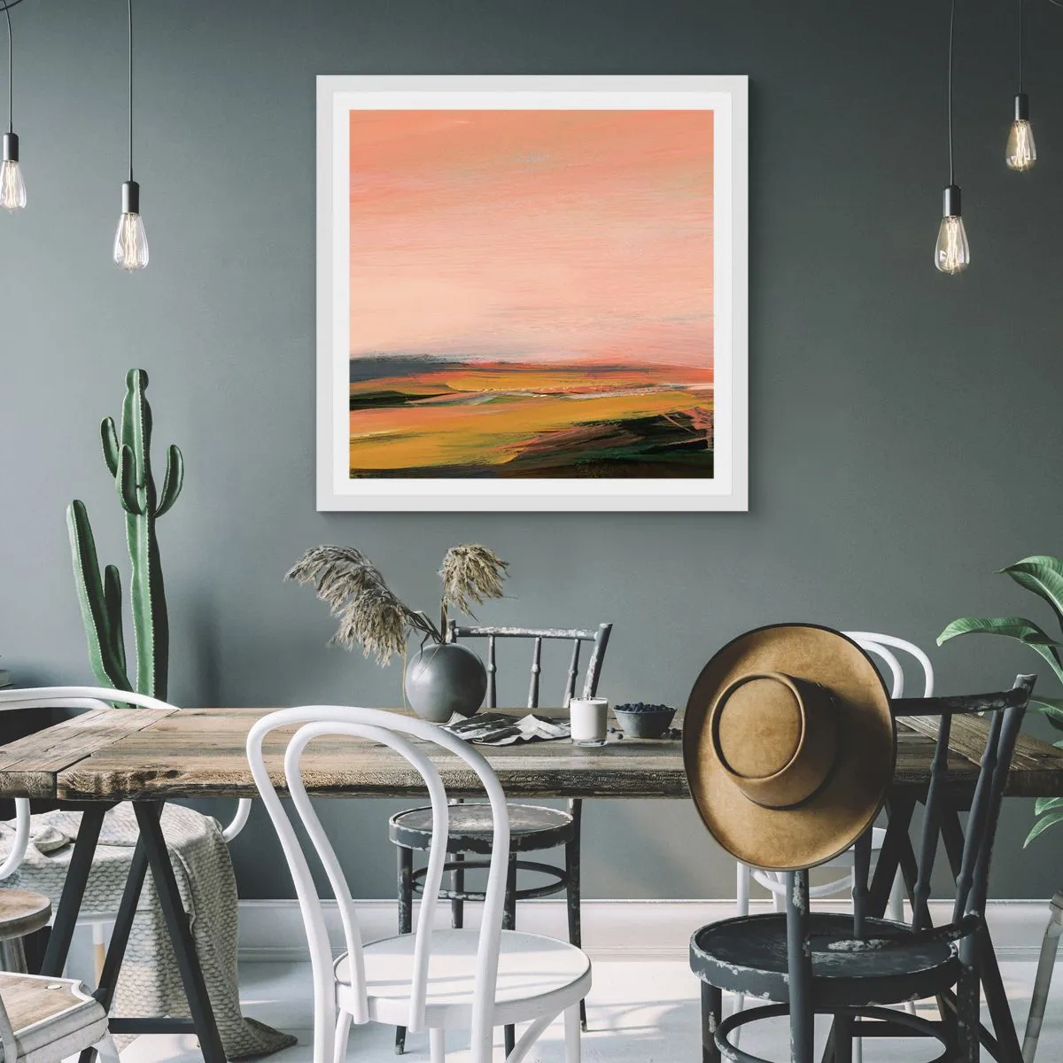 Poster în ramă albă - Tonalitatea de roz - 50x50 cm