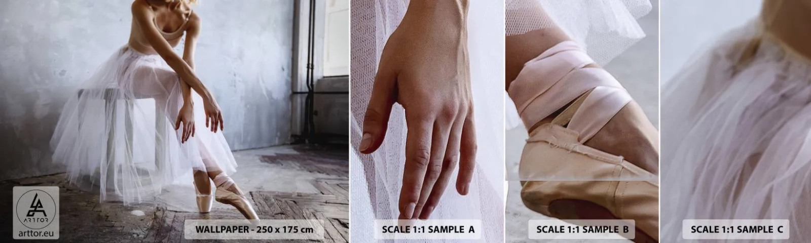 Mostră de Tapet Standard Eco - Înainte ca luminile rampei să strălucească - Balerină, Balet, Dans - 100x30 cm