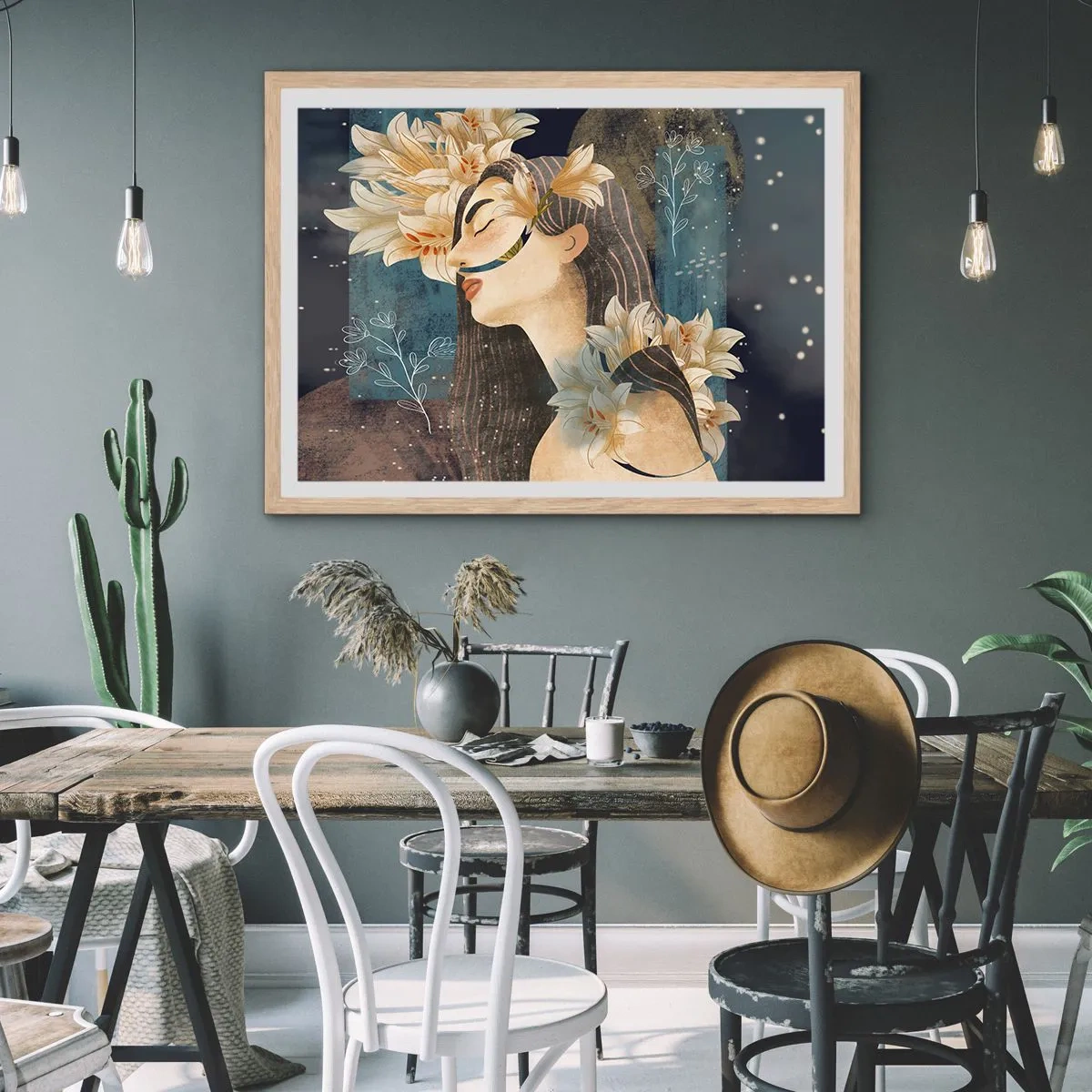 Poster în ramă de stejar deschis - Povestea prințesei cu crini - 40x30 cm