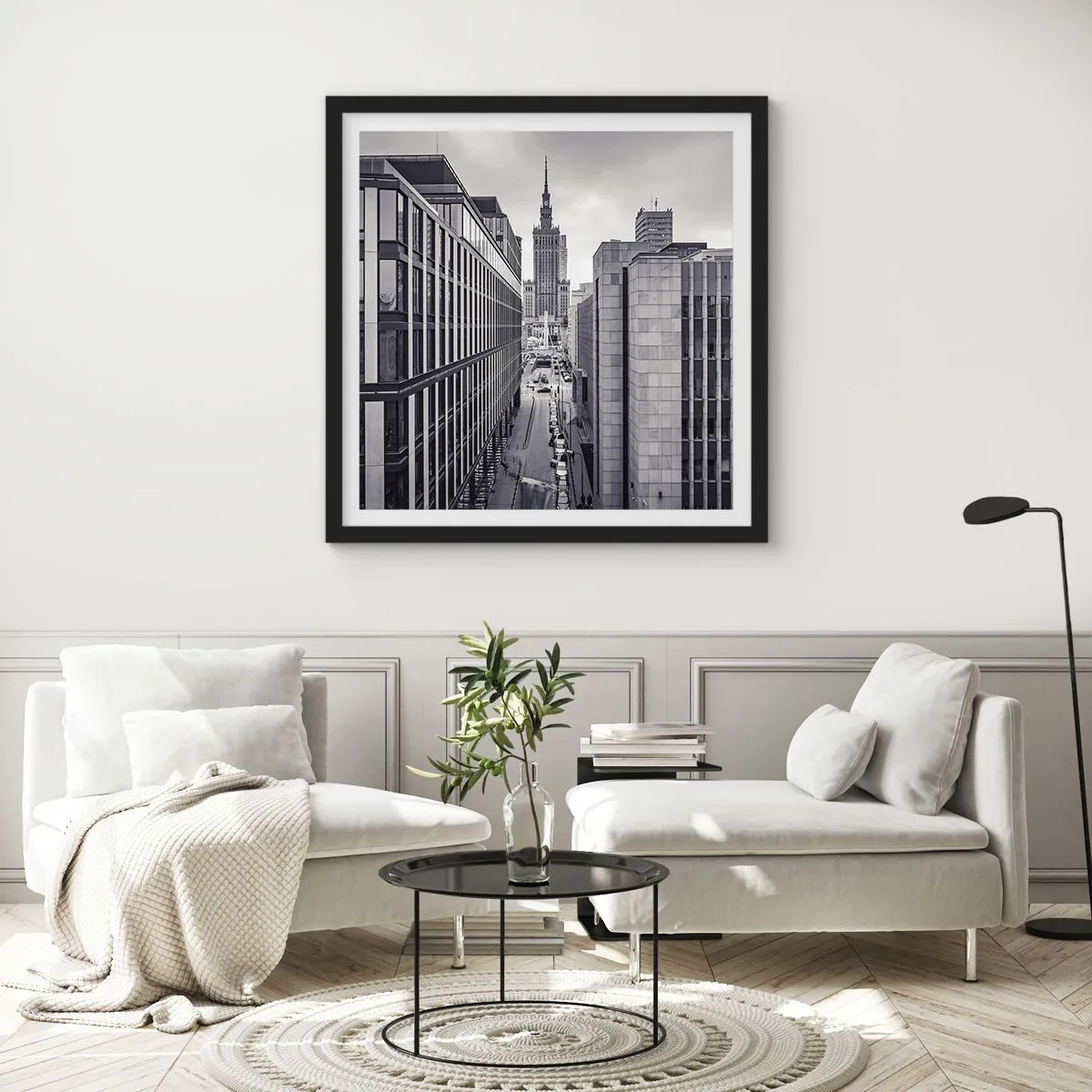 Poster în ramă neagră - Vale citadină din Varșovia - 30x30 cm