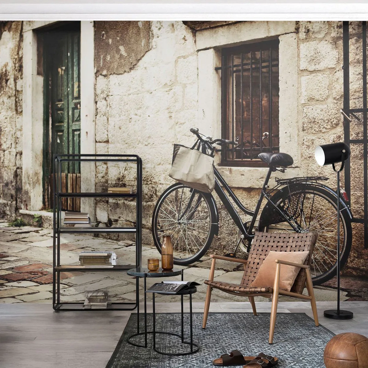 Tapet Standard Eco - Înapoi în trecut - Arhitectură, Bicicleta, Epocă - 200x140 cm