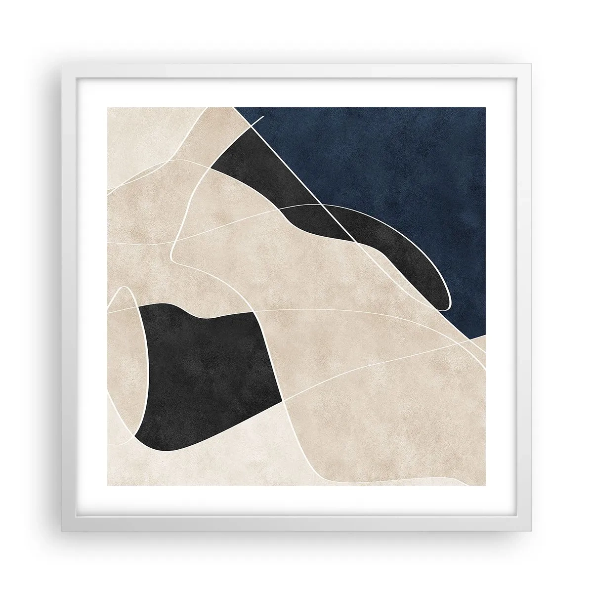 Poster în ramă albă - Compoziție abstractă - contrast de culori - 50x50 cm