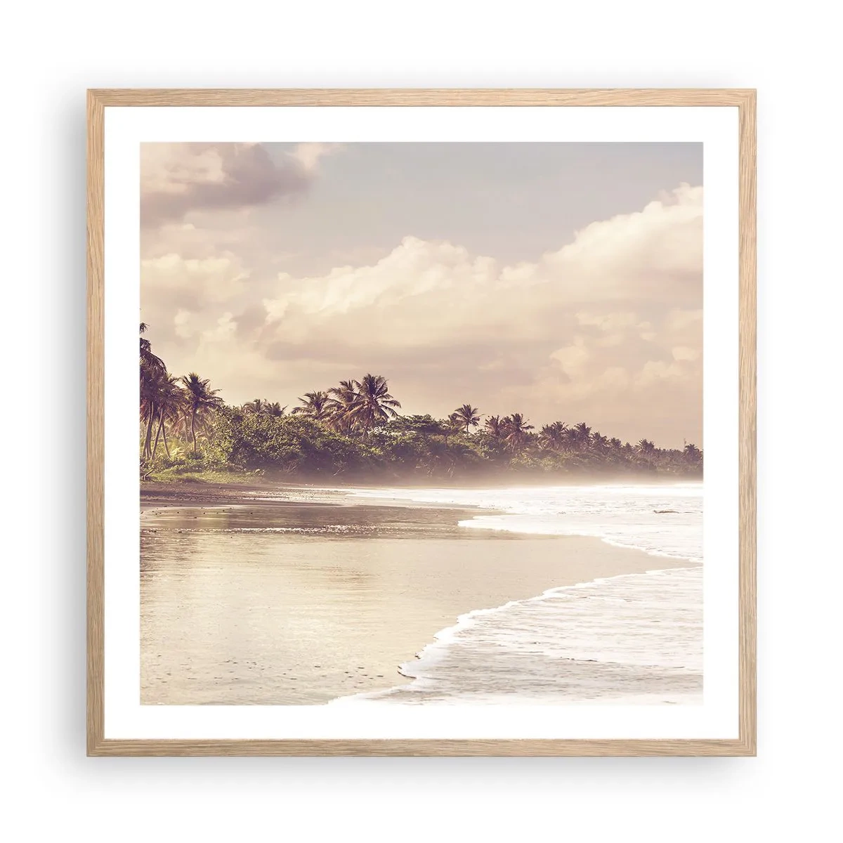 Poster în ramă de stejar deschis - Mângâind valurile - 60x60 cm