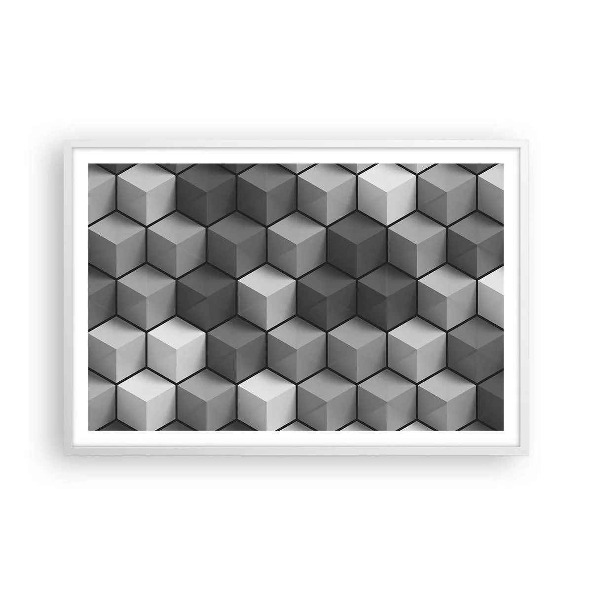 Poster în ramă albă - Puzzle cubist - 91x61 cm