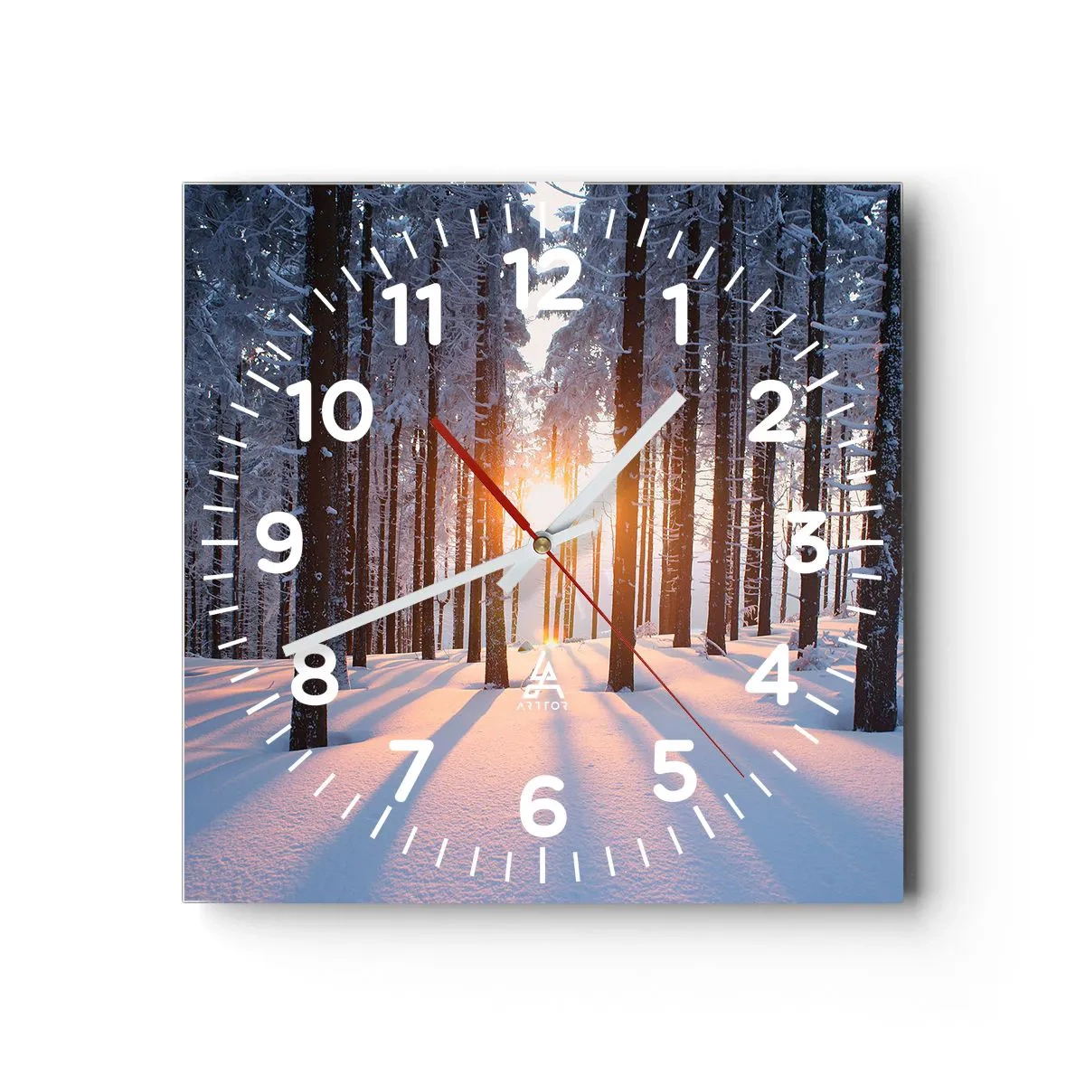 Ceas de perete - Ceas pe sticlă - În mod clar în alb și negru - 30x30 cm