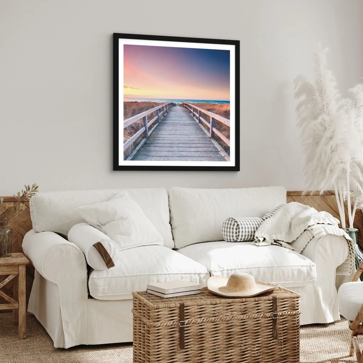 Poster în ramă neagră - Aurora baltică de seară - 30x30 cm