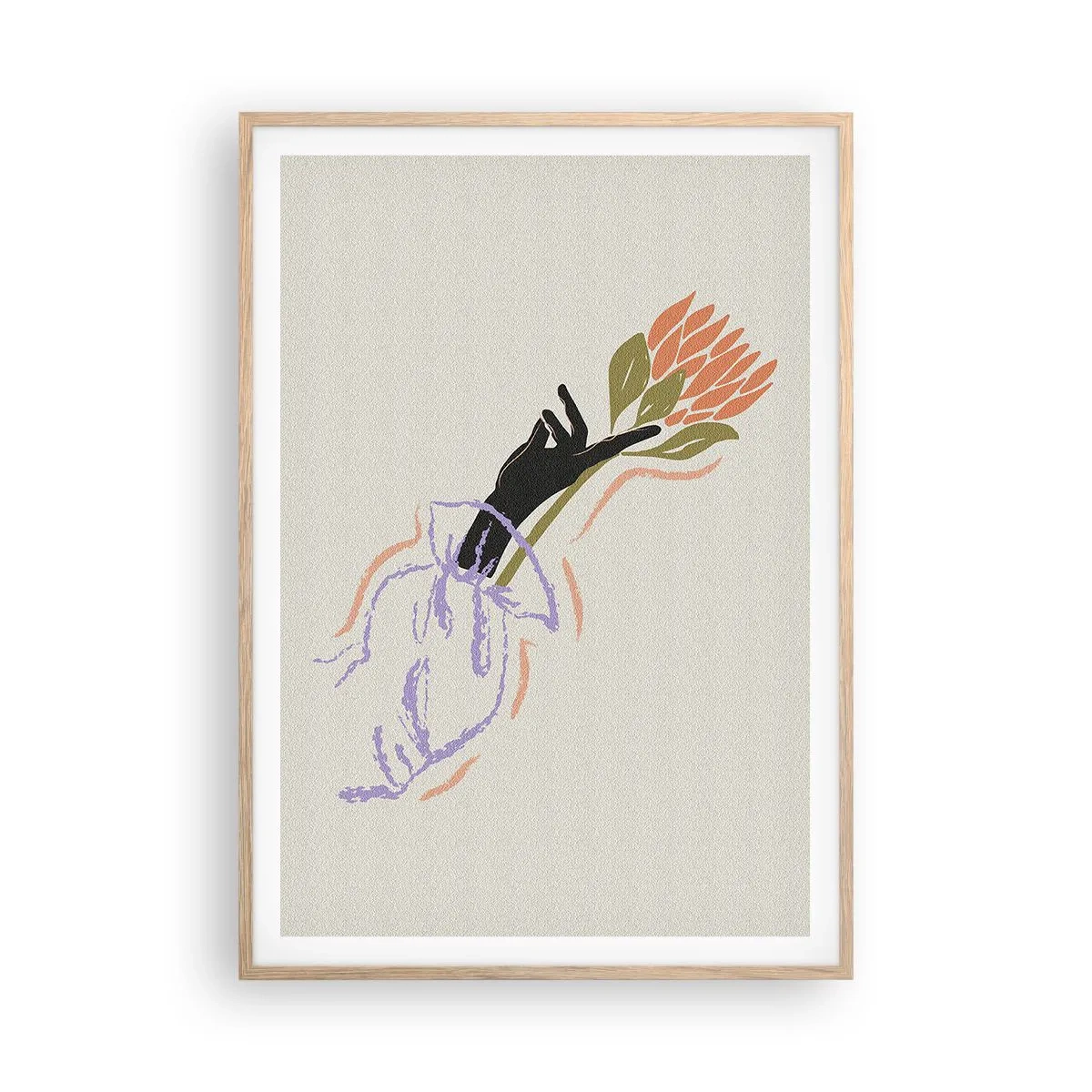 Poster în ramă de stejar deschis - Atingere surorială - 70x100 cm