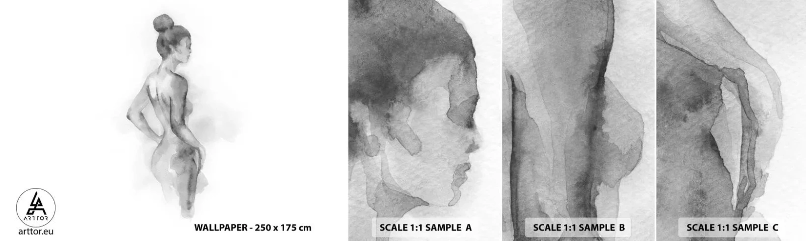 Mostră tapet autocolant Deluxe Sticker - Frumoasă ca o pictură - Femeie, Corp, Grafică - 100x30 cm