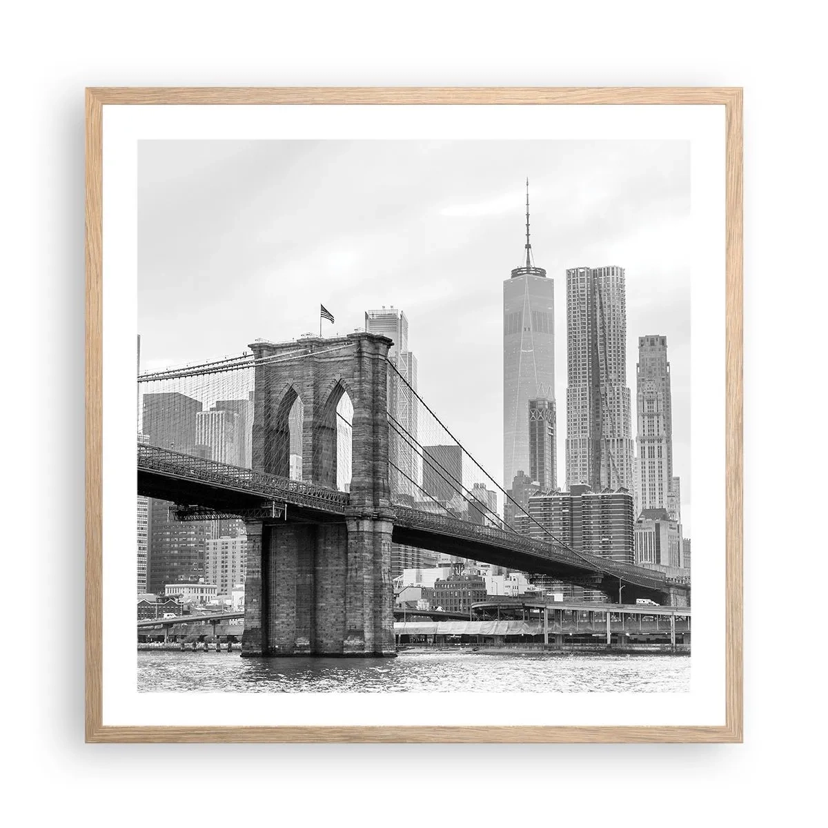 Poster în ramă de stejar deschis - New York vibes - 60x60 cm