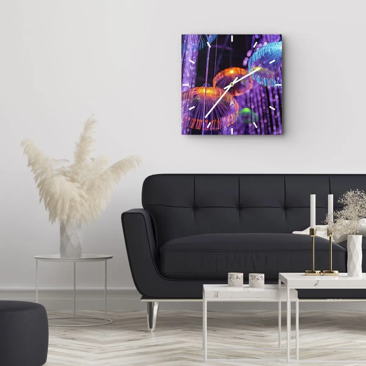 Ceas de perete - Ceas pe sticlă - Fântână de lumină - 30x30 cm