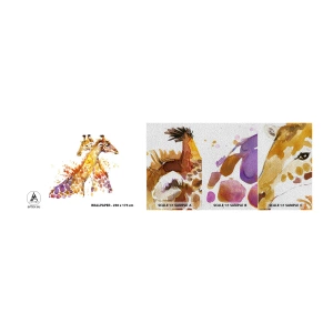Mostră tapet Premium Sand - Prietenie sau dragoste - Animale, Girafă, Grafică - 100x30 cm