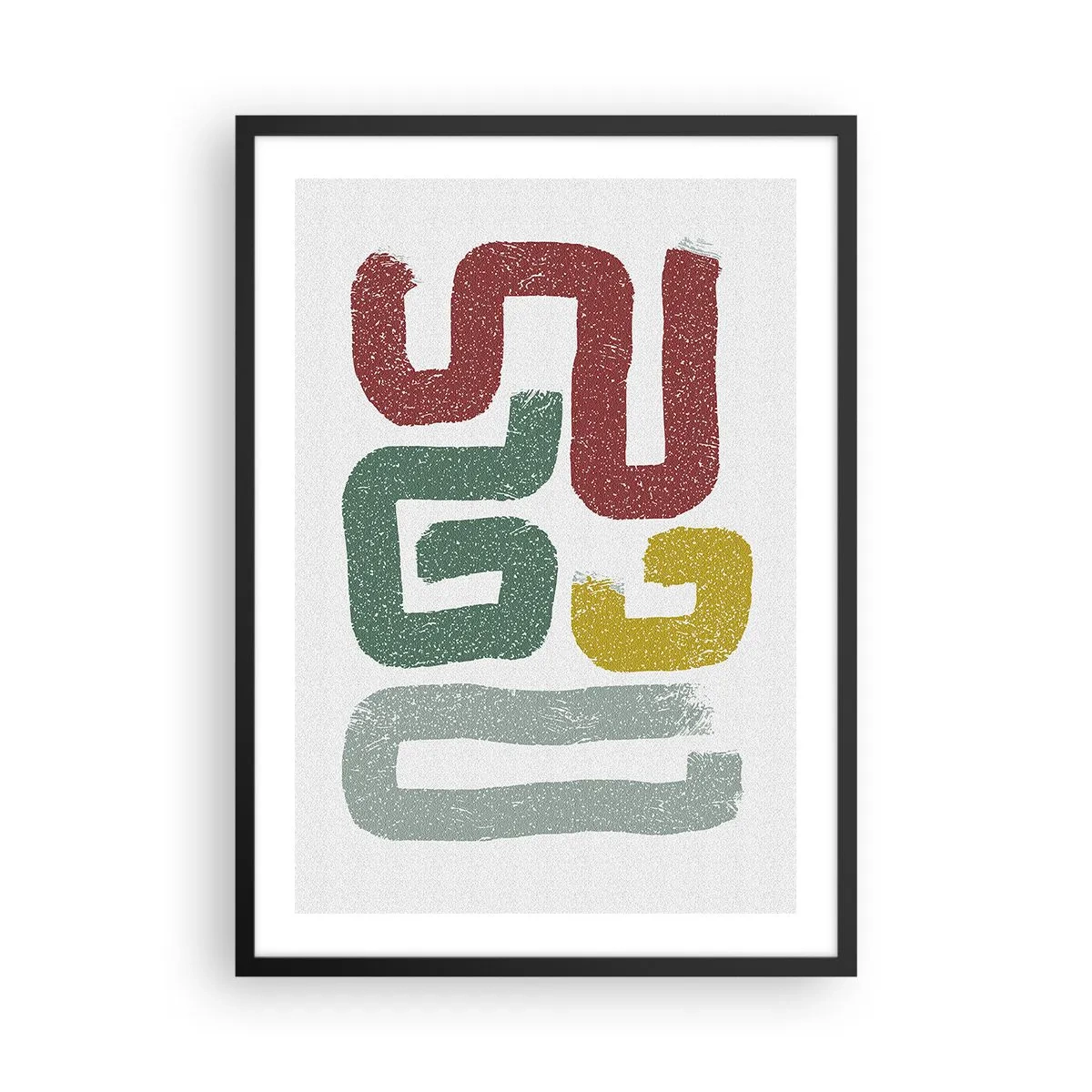Poster în ramă neagră - Forme abstracte în tonuri pământii pe un fundal deschis - 50x70cm - Într-o limbă necunoscută - Decorațiune modernă pentru perete pentru living și dormitor ARTTOR