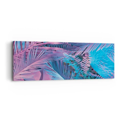Tablou pe pânză - Palmieri în alb și albastru - 90x30 cm