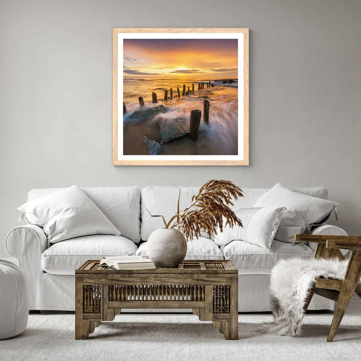 Poster în ramă de stejar deschis - Frumusețe brută a mării - 40x40 cm