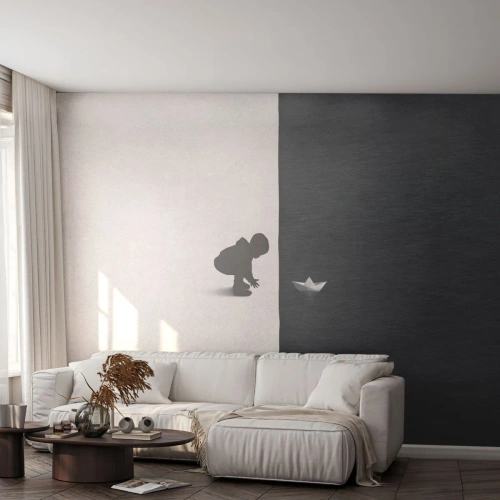 Tapet Premium Canvas - Marea expediție - Copil, alb-negru, Apă - 100x70 cm