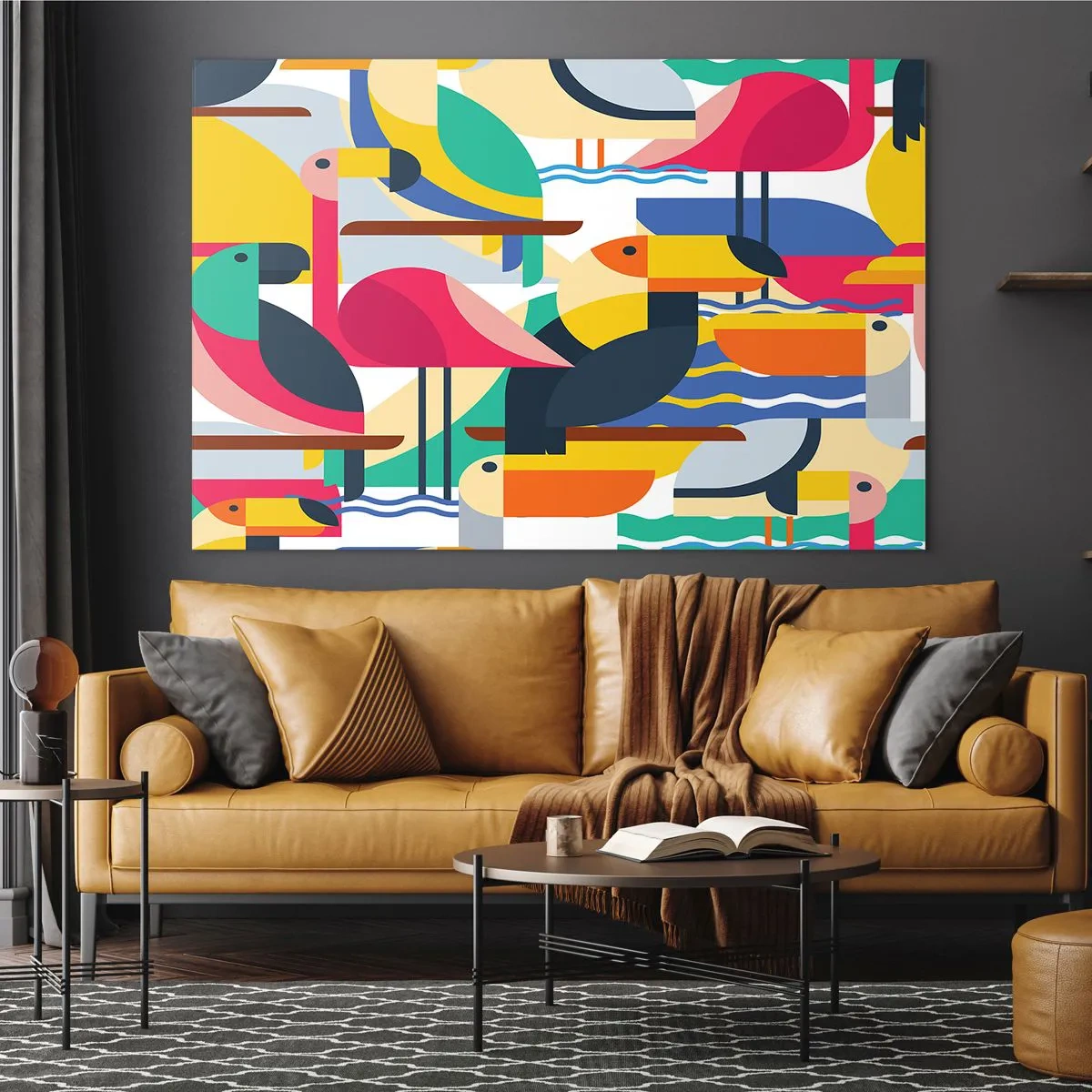 Tablou pe sticlă - Cheful păsărilor - 100x70 cm