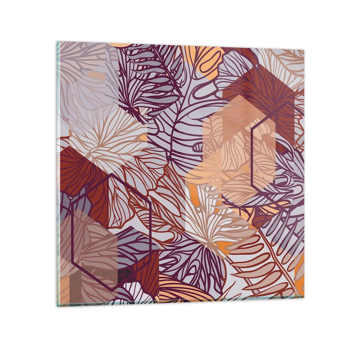 Tablou pe sticlă - Relația imposibilă dintre geometrie și natură - 70x70 cm