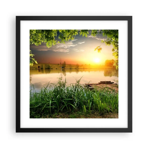 Poster în ramă neagră - Peisaj într-un cadru verde - 40x40 cm