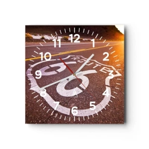 Ceas de perete - Ceas pe sticlă - Celebrul Route 66 - 30x30 cm