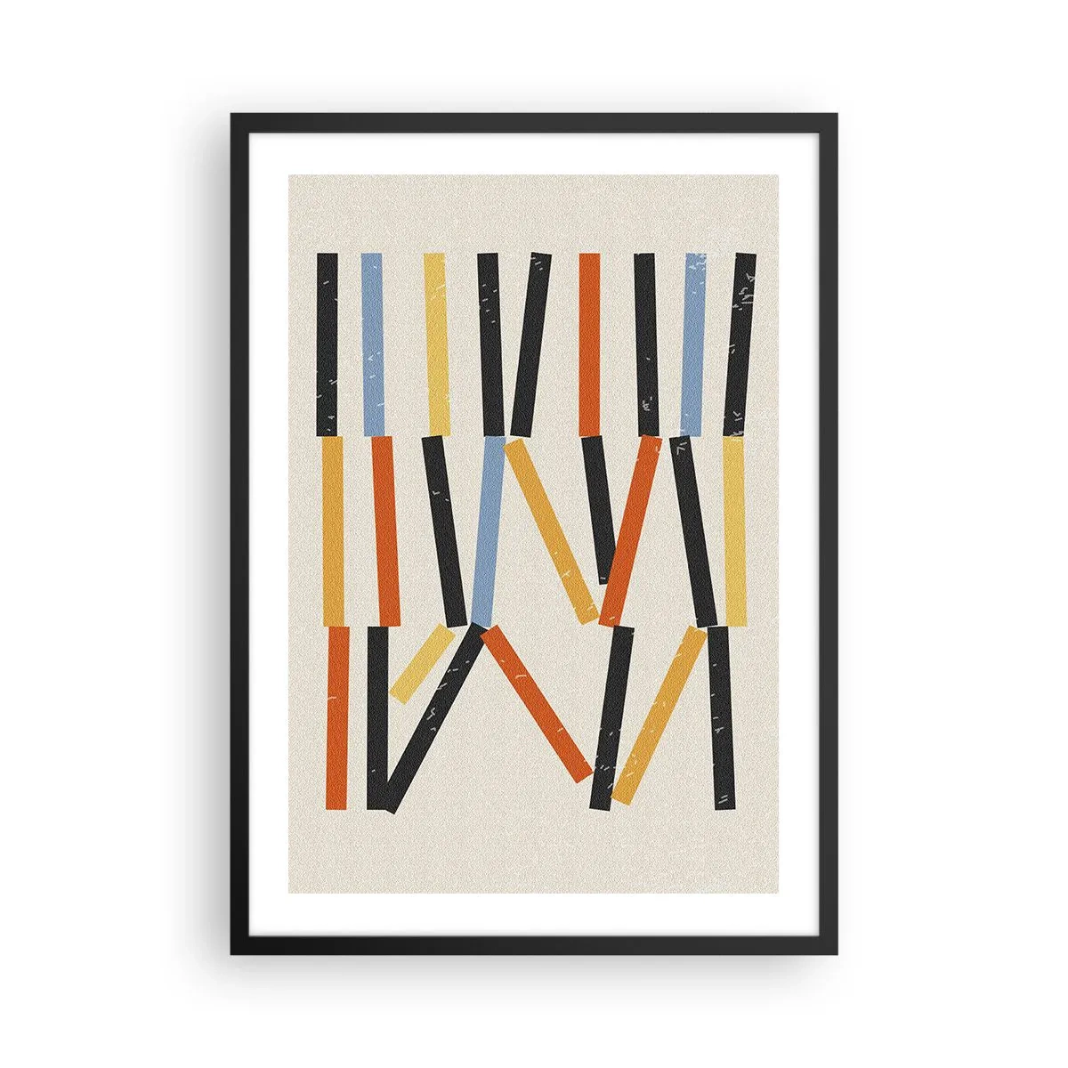 Poster în ramă neagră - Abstracție geometrică colorată cu linii verticale - 50x70cm - Compoziție la nivel - Decorațiune modernă pentru perete pentru living și dormitor ARTTOR