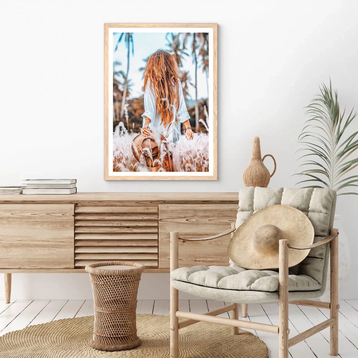 Poster în ramă de stejar deschis - Născută din puful de iarbă - 30x40 cm