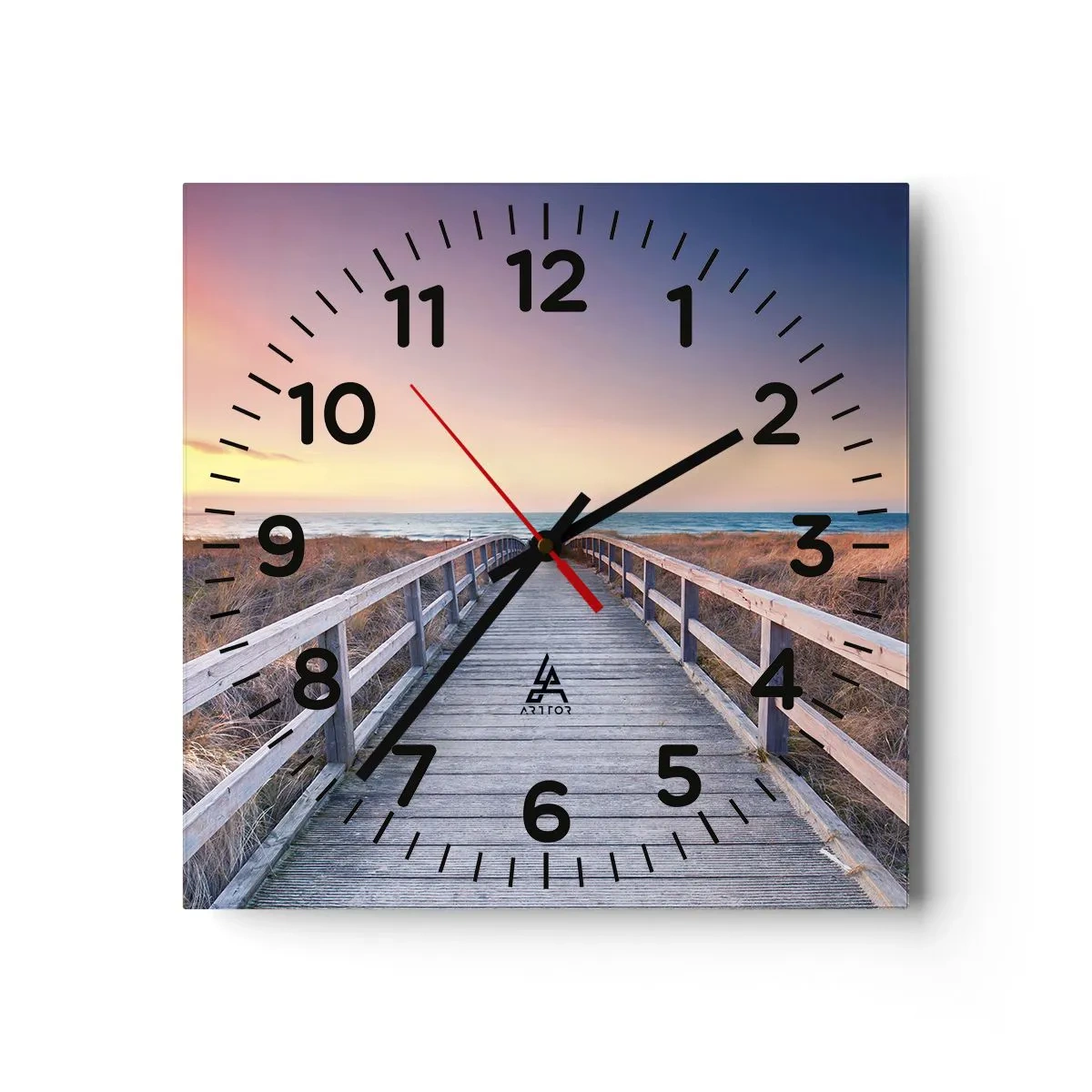 Ceas de perete - Ceas pe sticlă - Aurora baltică de seară - 40x40 cm