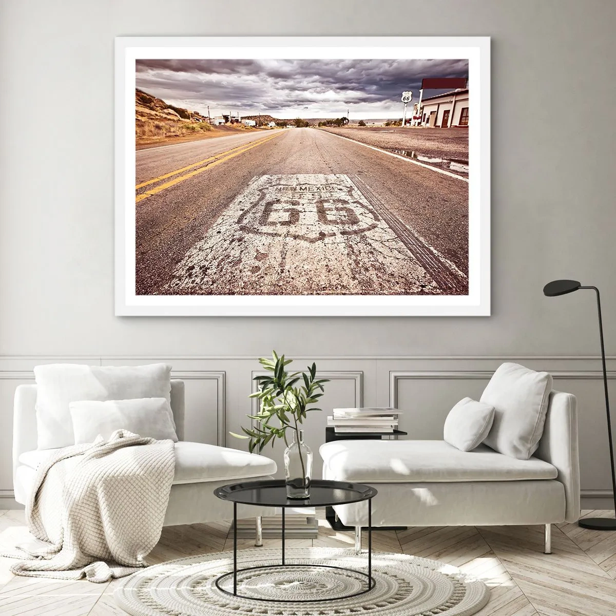 Poster în ramă albă - Mother Road - o legendă americană - 100x70 cm