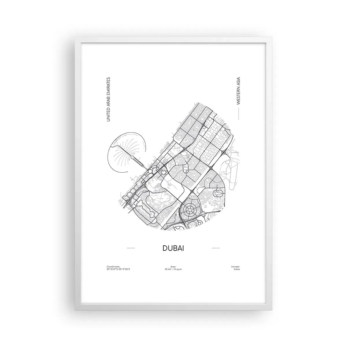 Poster în ramă albă - Anatomia Dubaiului - 50x70 cm