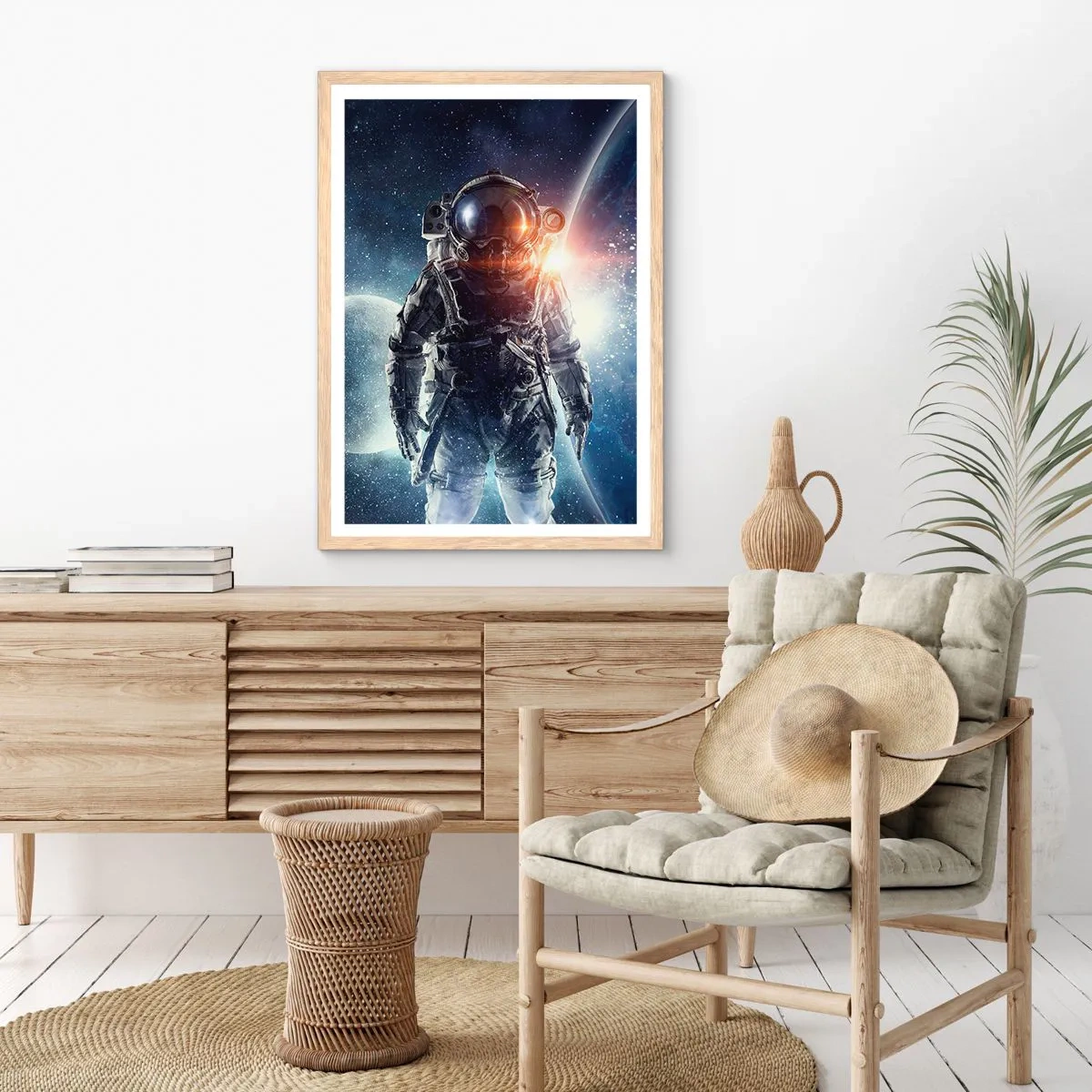 Poster în ramă de stejar deschis - Aventură spațială - 40x50 cm
