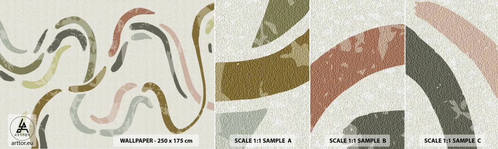Mostră de Tapet Standard Eco - Dansul vesel al abstracției - Pastel, Minimalist, Luminos - 100x30 cm