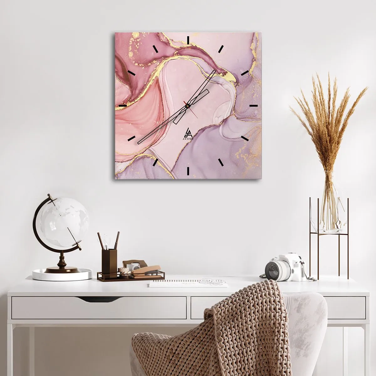 Ceas de perete - Ceas pe sticlă - O mângâiere de culoare - 40x40 cm